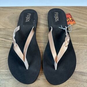 New‎ NWT Womens Flojos Serenity Metallic Pink Brown Flip Flops Sandals Size 10 M